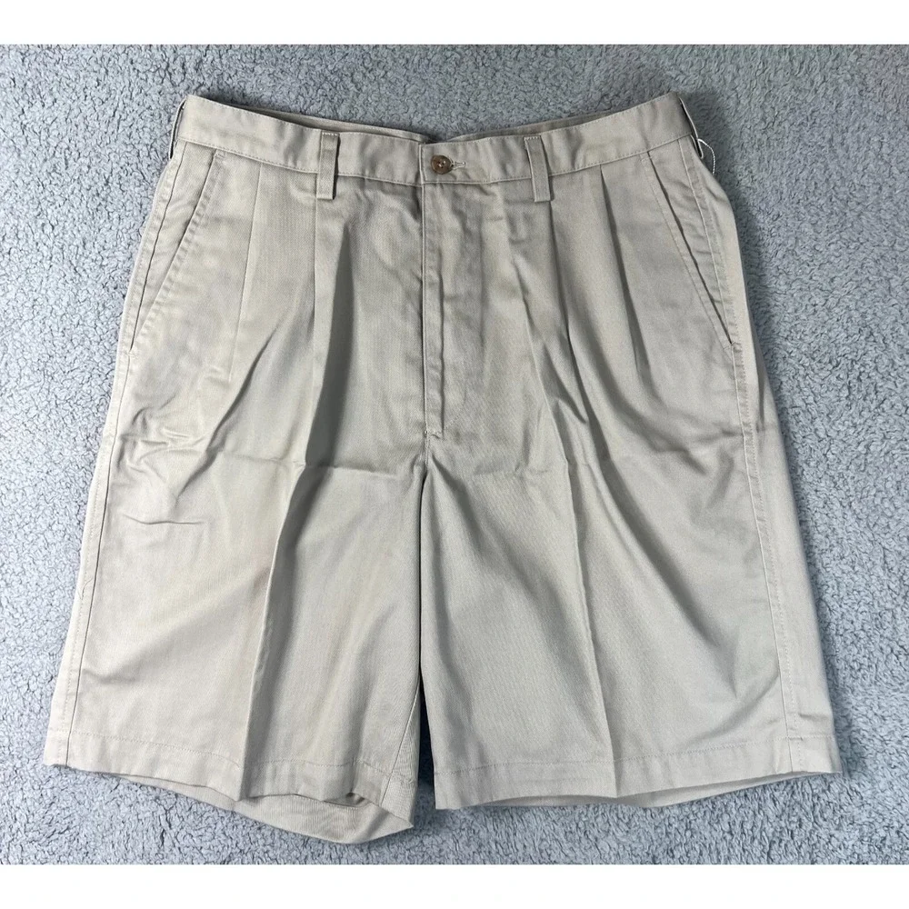 Nike Golf Chino Shorts 100% Cotton Pleated Front Beige Men's Size 34 VTG NWT
